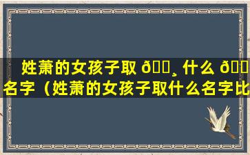 姓萧的女孩子取 🌸 什么 💐 名字（姓萧的女孩子取什么名字比较好）